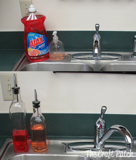 Olive Oil dispensers filled with dish soap