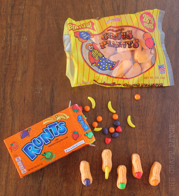 circus peanuts and Runts halloween candy treat
