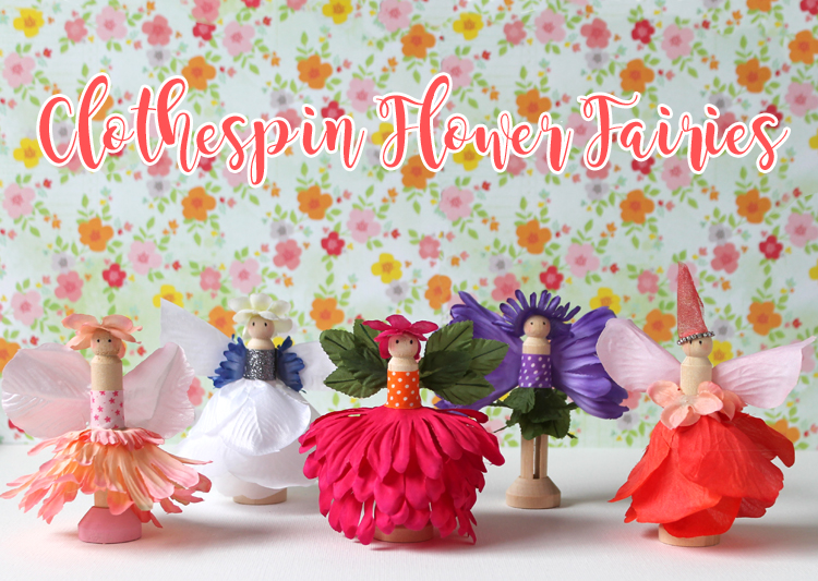 Make this cute fairy craft with silk flowers and wooden doll clothespins.