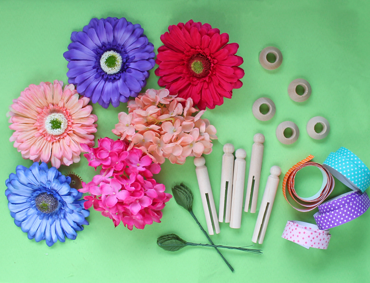 Materials needed to make a flower fairy craft
