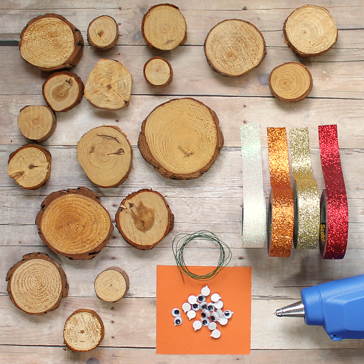 wood slice and washi tape thanksgiving turkey materials needed