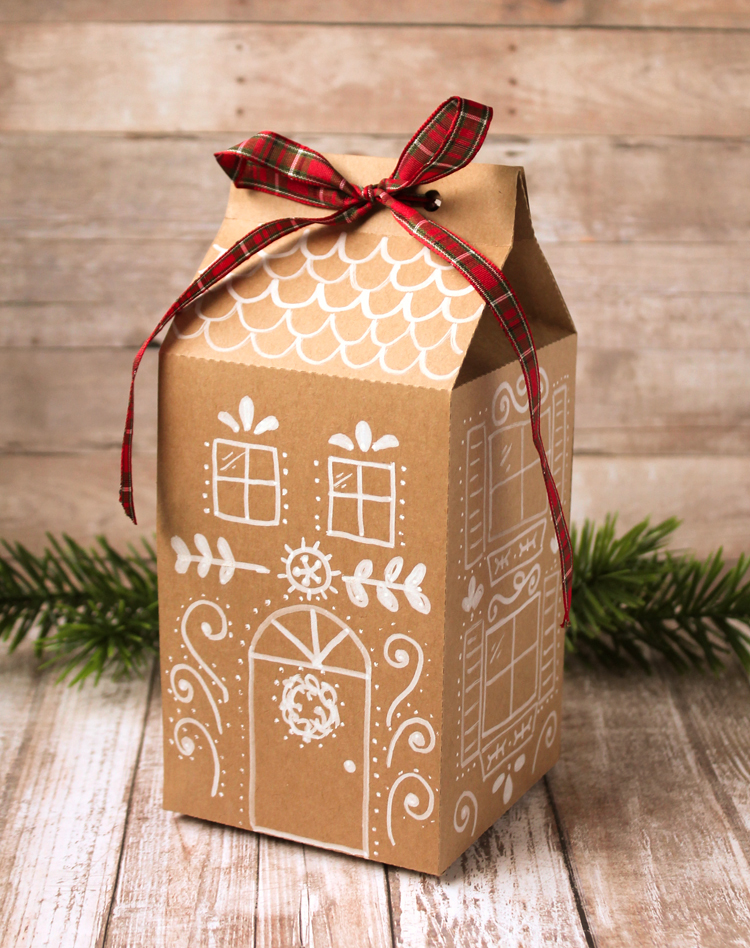 gingerbread house kraft paper treat box template