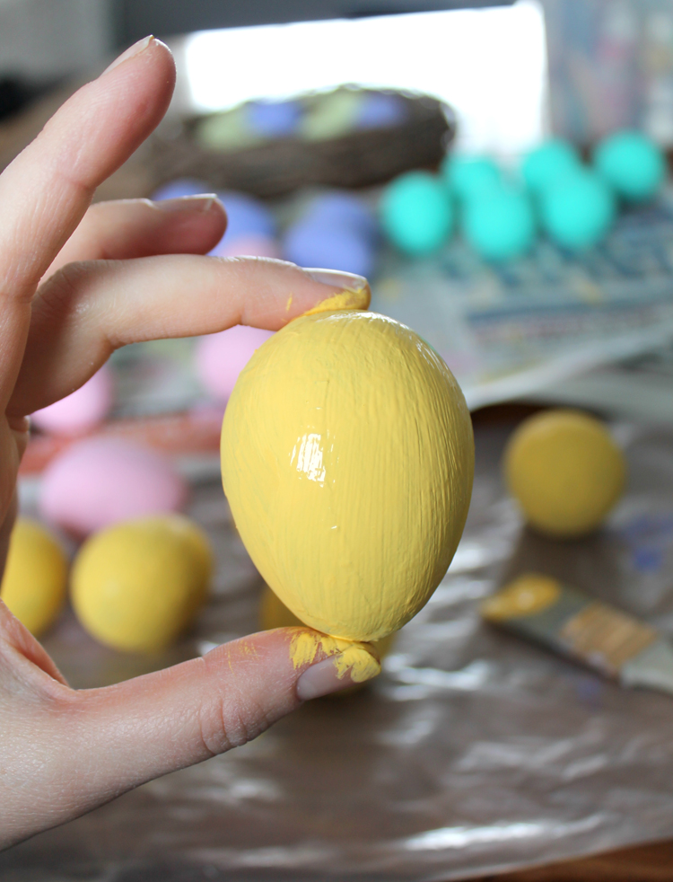 Make a Spring wreath out of paper mache eggs