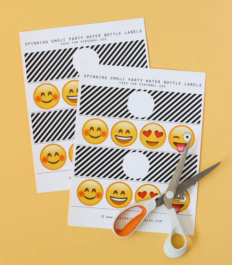 Download these emoji party water bottle labels