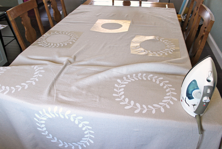 Make a custom tablecloth for Thanksgiving with iron-on craft vinyl