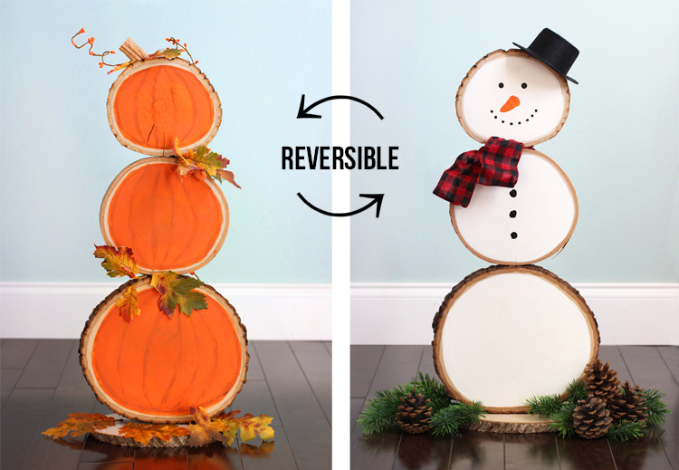 Reversible holiday decor for fall and Christmas