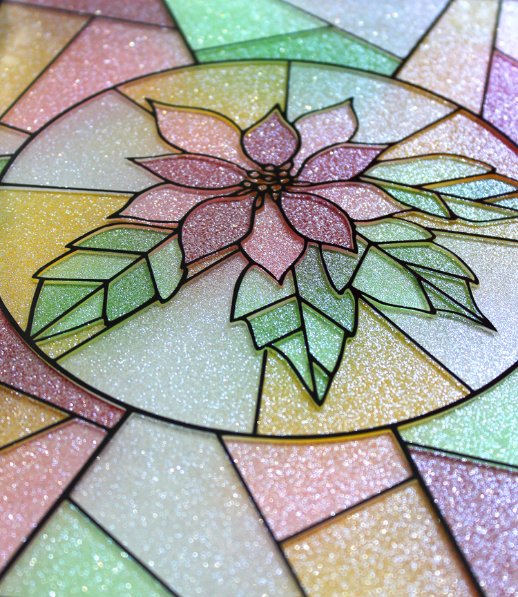Make a faux stained glass window craft using glitter vinyl