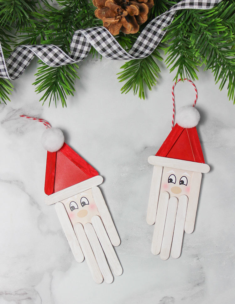 Wooden Santa handmade ornament Christmas craft for kids