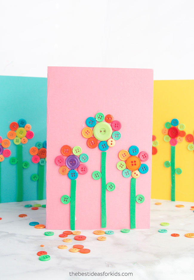 button flowers mothers day card