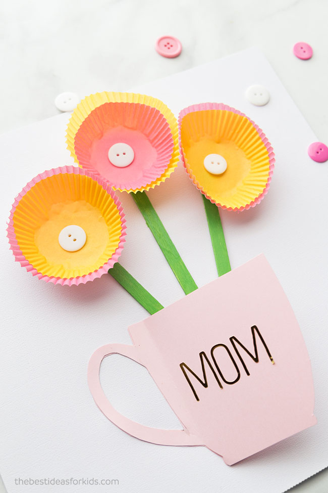 cupcake liner flower mothers day card