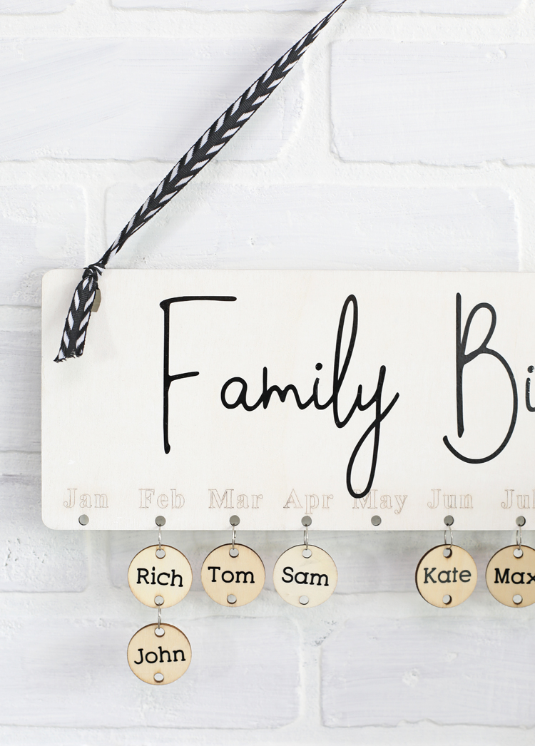 WOWOSS Wooden Family Birthday Reminder Calendar Sign Board DIY Anniversary Wall