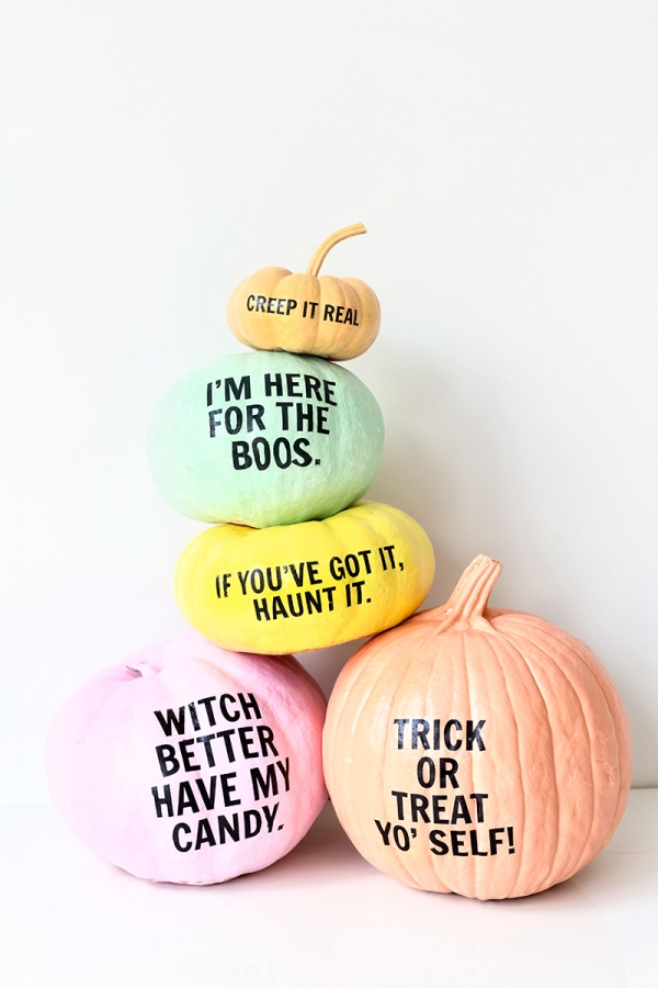 funny words painted pumpkins