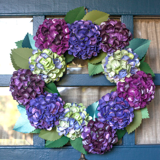 paper hydrangea wreath tutorial