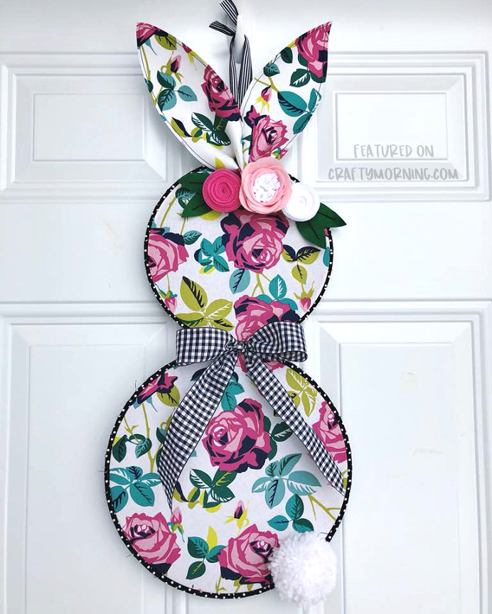 embroidery hoop bunny door hanger