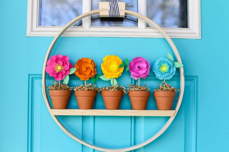 mini flower pots spring wreath