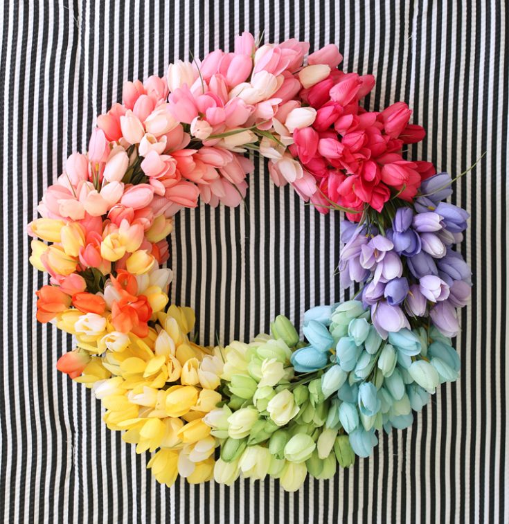 rainbow tulip wreath instructions