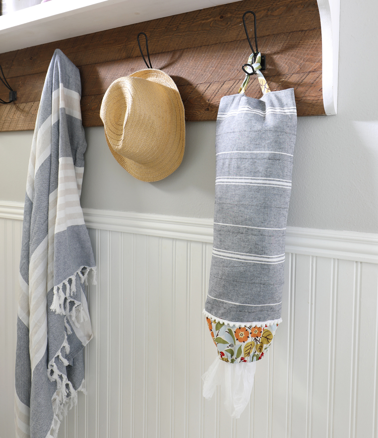 Home Design Homemade Towel & Fabric Plastic Grocery Bag Holder 