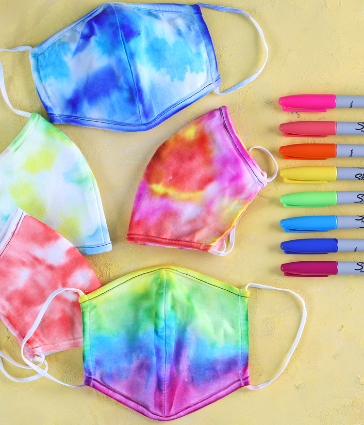 how to tie dye fabric face masks