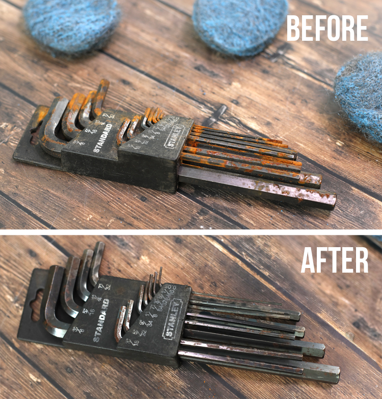 cleaning rusty tools