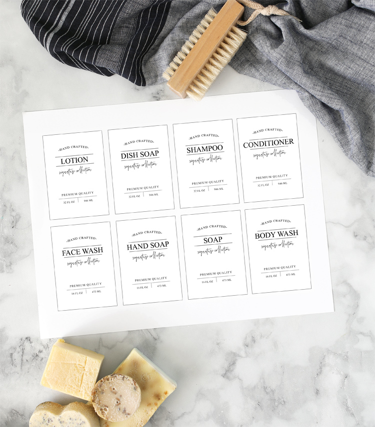 free printable bathroom soap shampoo conditioner labels