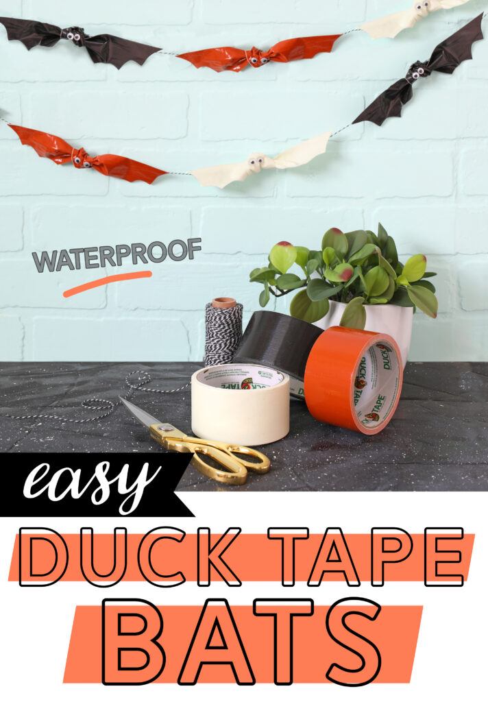 Make these darling easy DIY bats for Halloween using Duck Tape. They're waterproof and perfect for outdoor Halloween decorating!