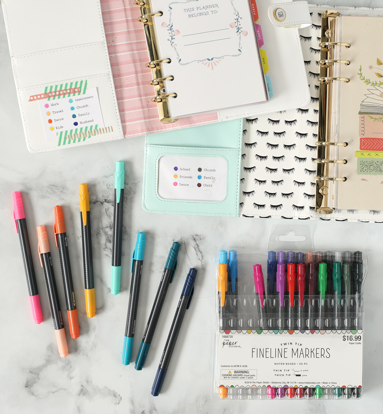 color coded markers for planners