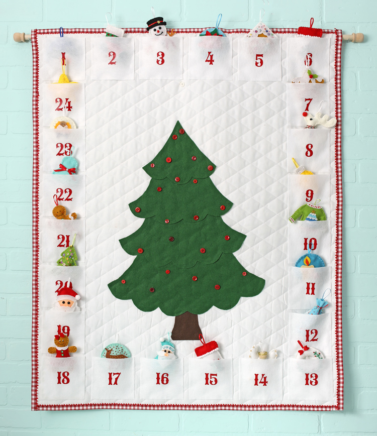 Fill-Your-Own Fabric Advent Calendar For Christmas Up Hanging Pockets 24 