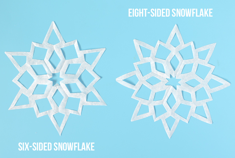 six sided snowflakes and eight sided snowflakes