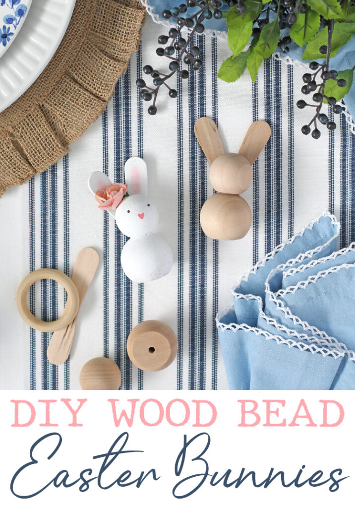 DIY Wood Bead Easter Bunnies | Make these adorable wood bead Easter bunnies for a fun Easter craft or DIY decoration. 