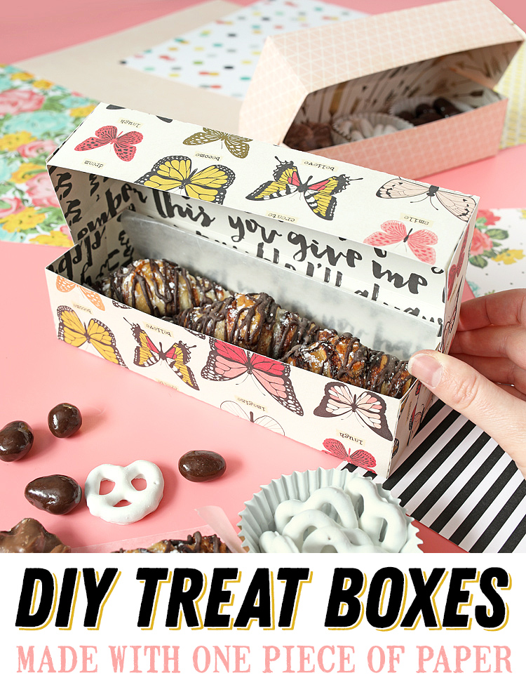 DIY Treat Boxes made with one piece of scrapbook paper