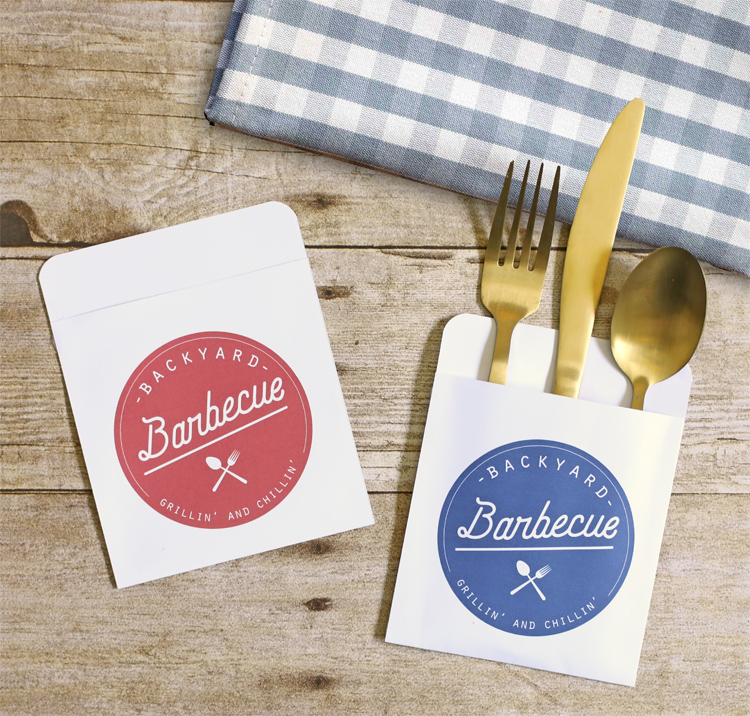 printable summer barbecue utensil pouch