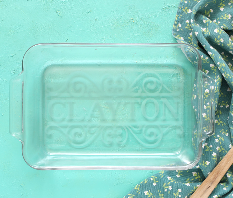 etched glass casserole dish tutorial