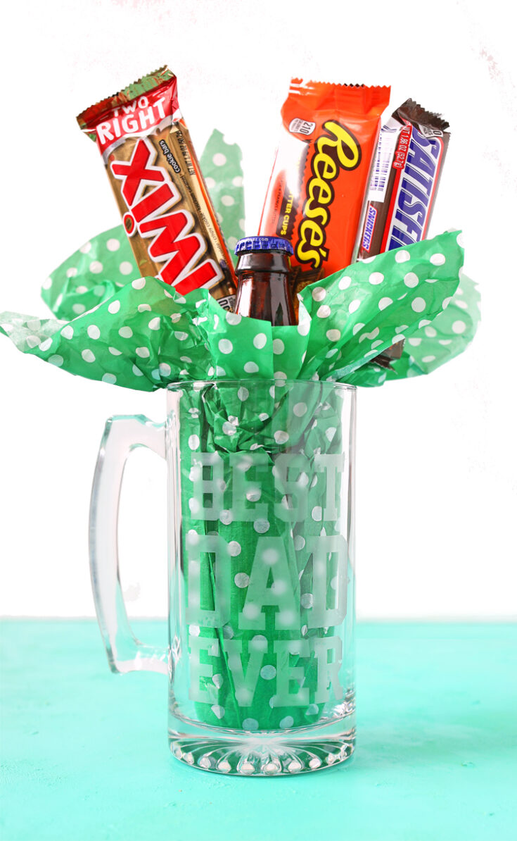 Lotto gift basket/glass beer cup. Made with a dollar store beer
