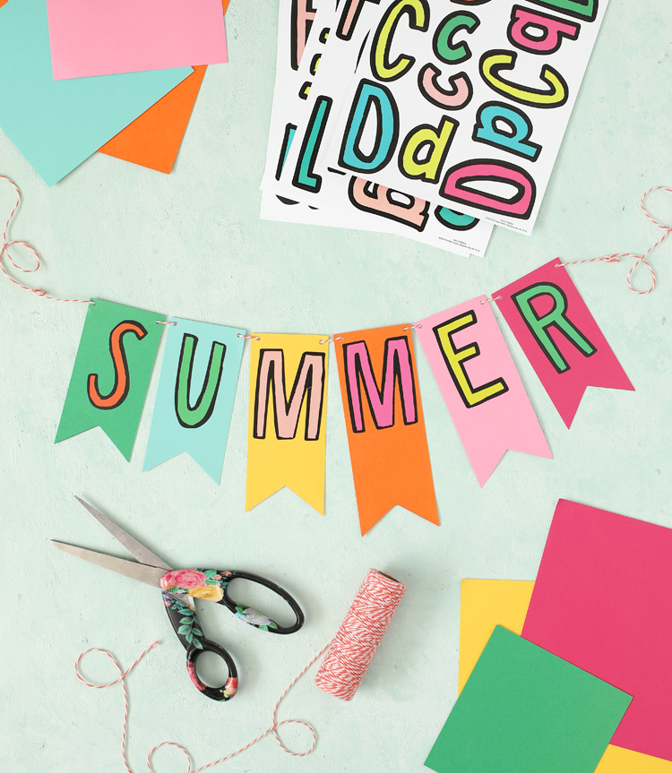 colorful summer banner using letter stickers