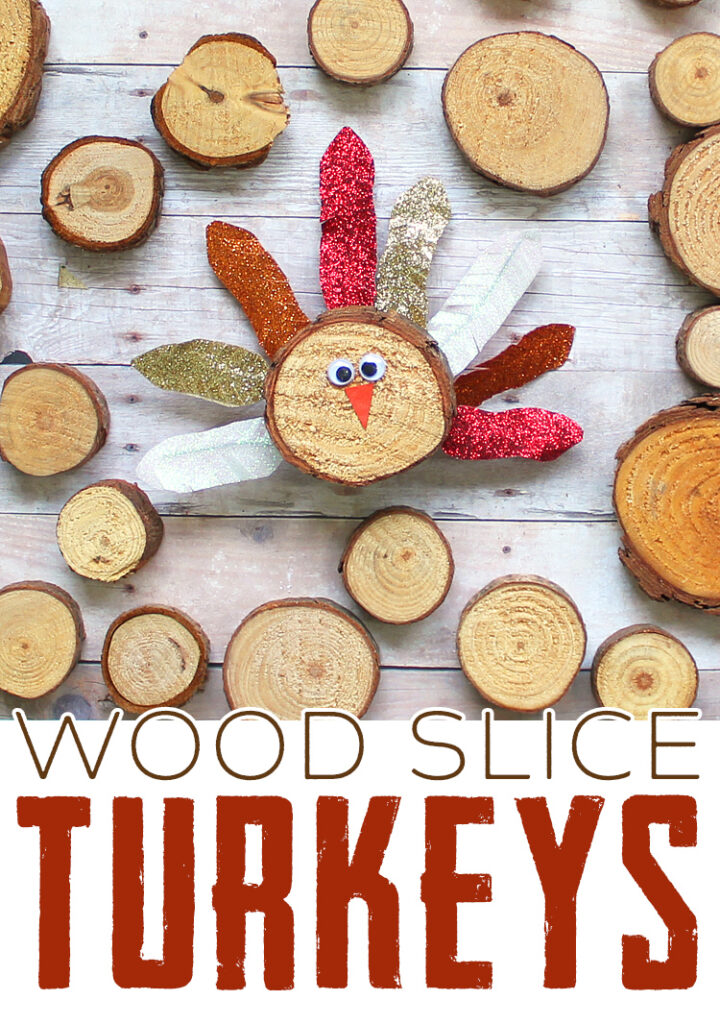 wood slice turkeys thanksgiving craft