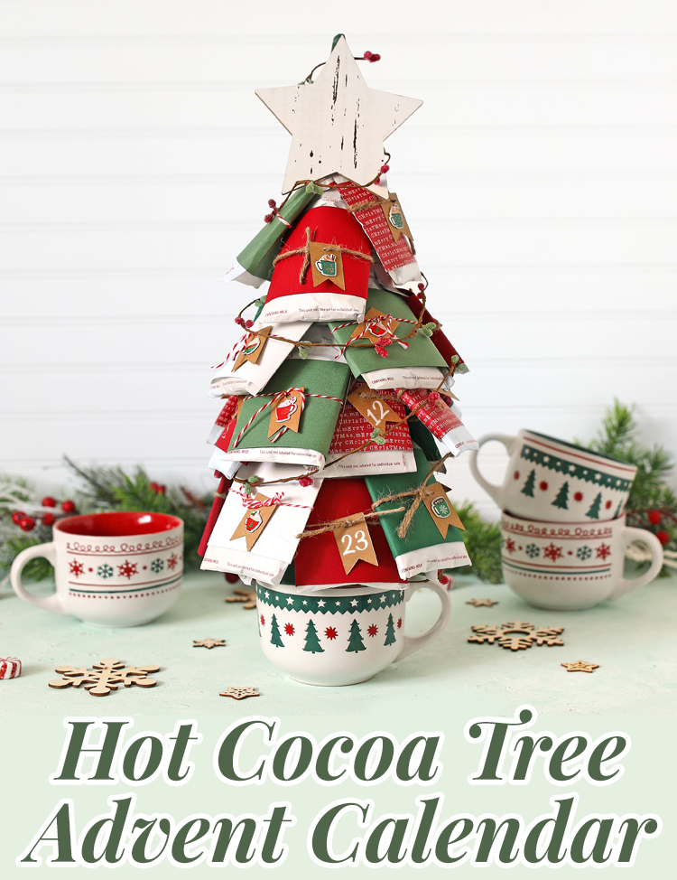 diy hot cocoa tree advent calendar christmas countdown