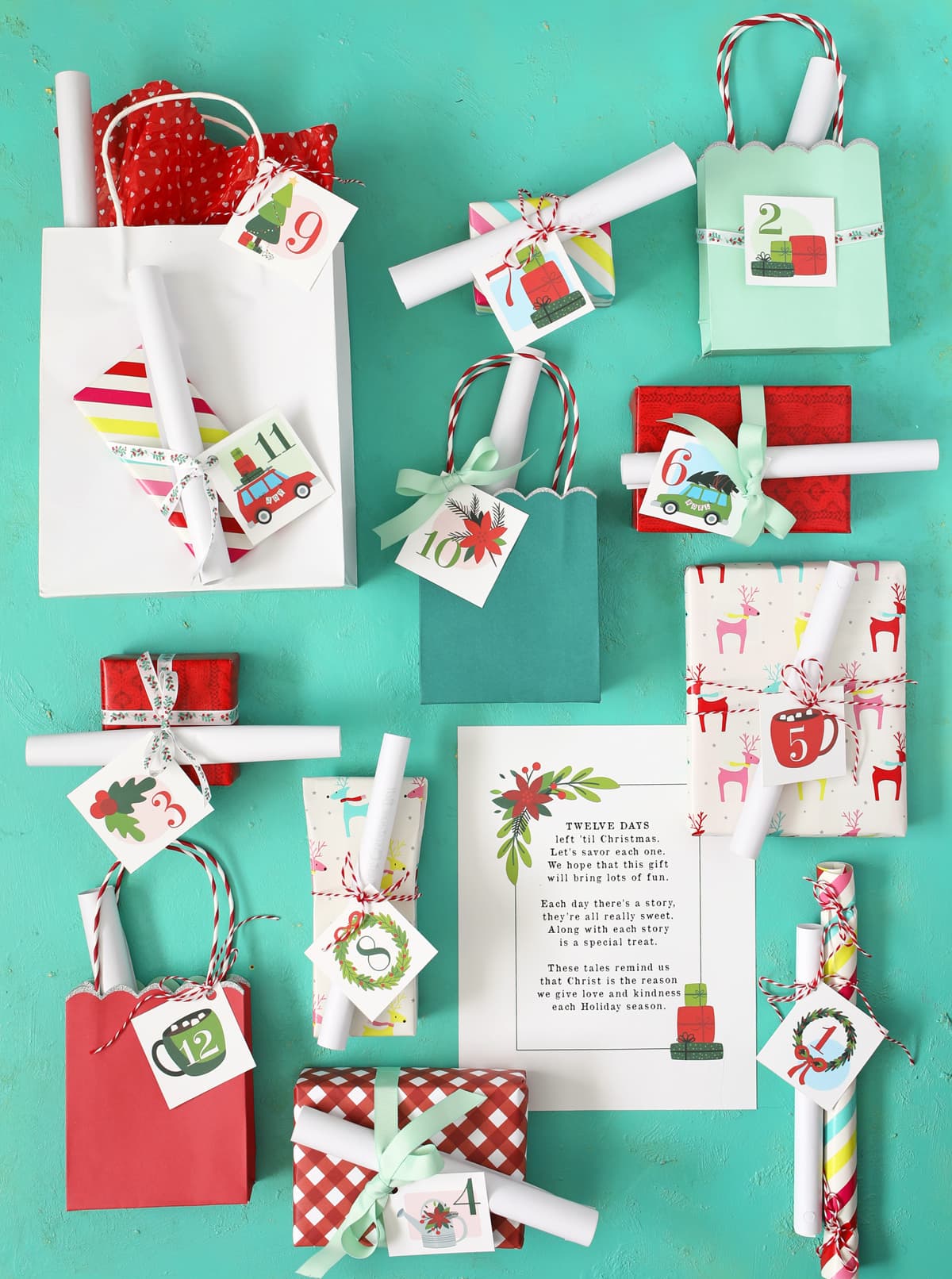 twelve days of christmas printable tags and story gift ideas
