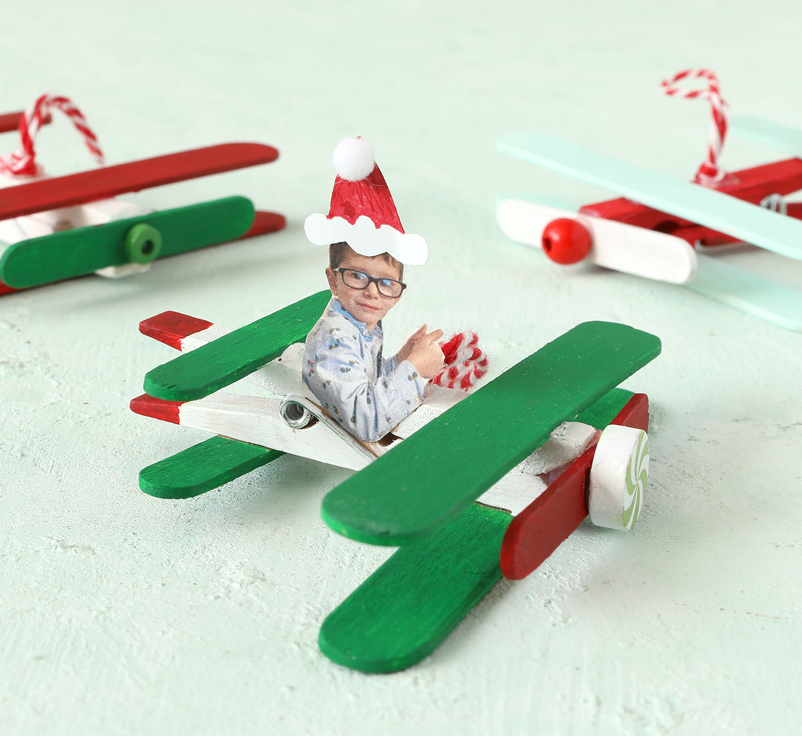 popsicle stick christmas airplane ornament