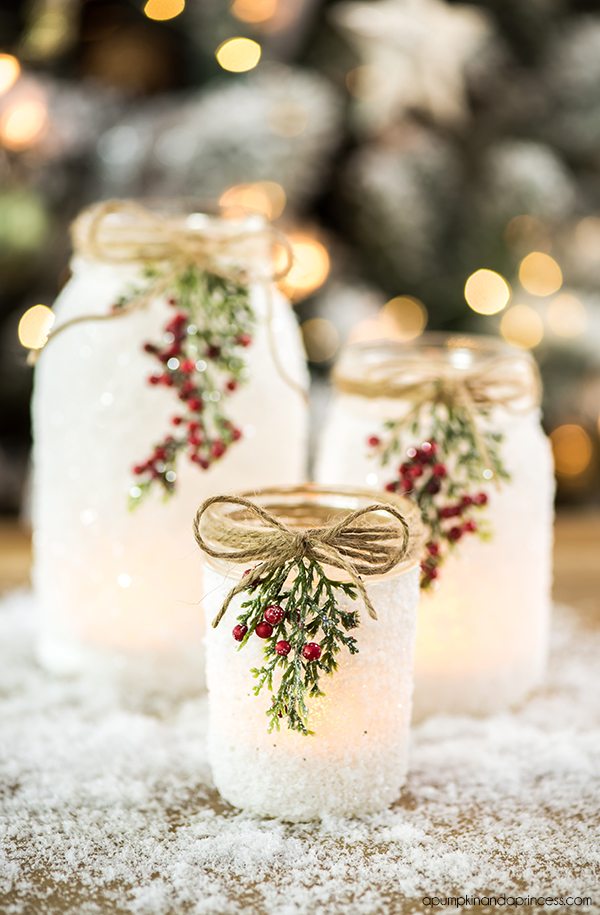 snowy mason jar christmas craft