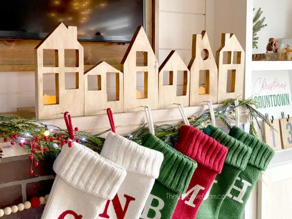 wooden village stocking hanger christmas craft