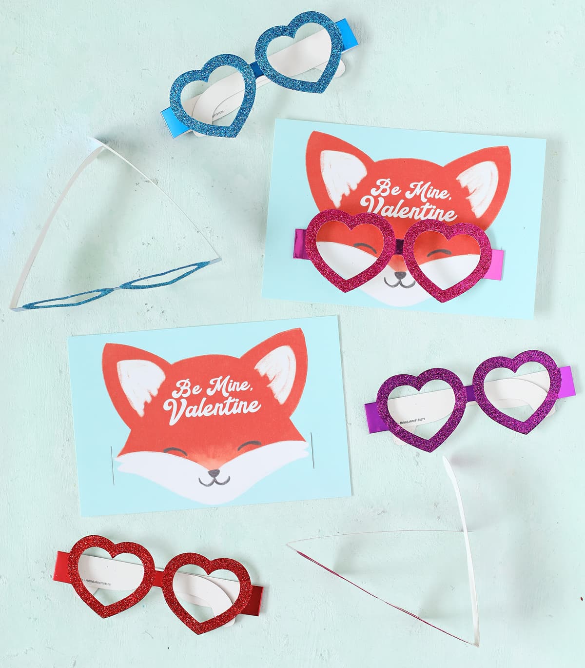 fox heart glasses valentines
