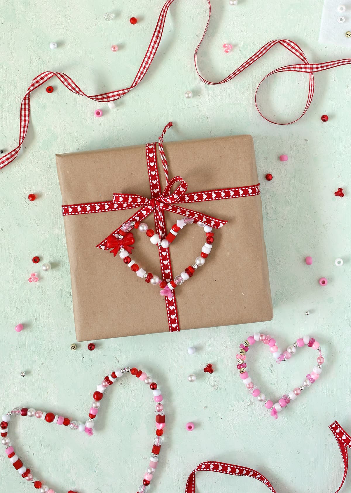 beaded heart gift topper valentines day craft
