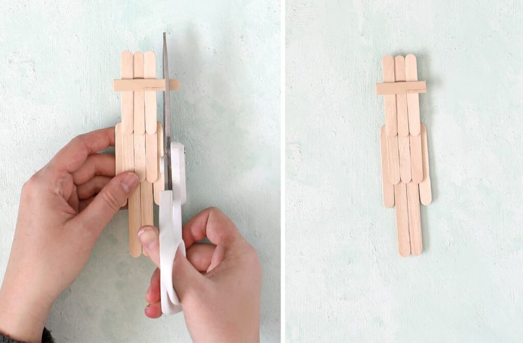 cut popsicle sticks with scissors