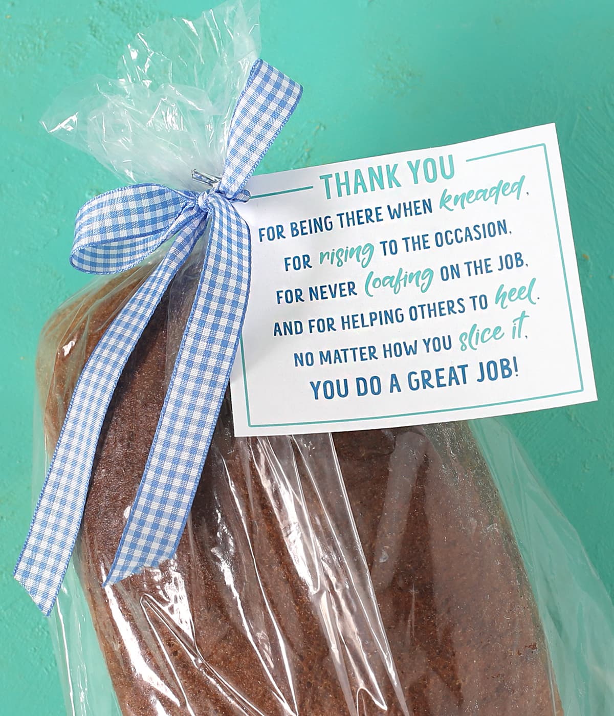 punny bread thank you gift tag