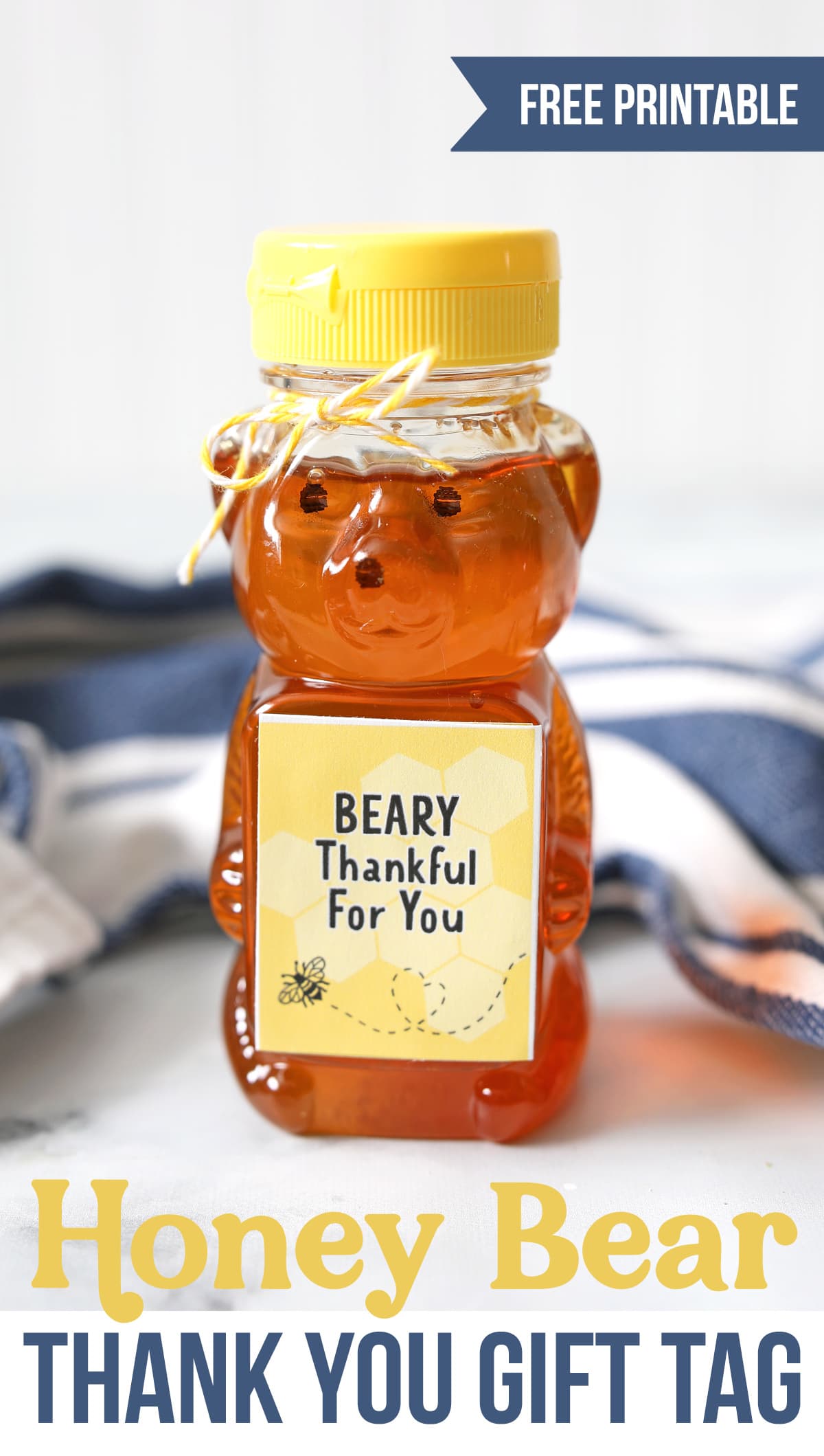 printable honey bear thank you gift tag