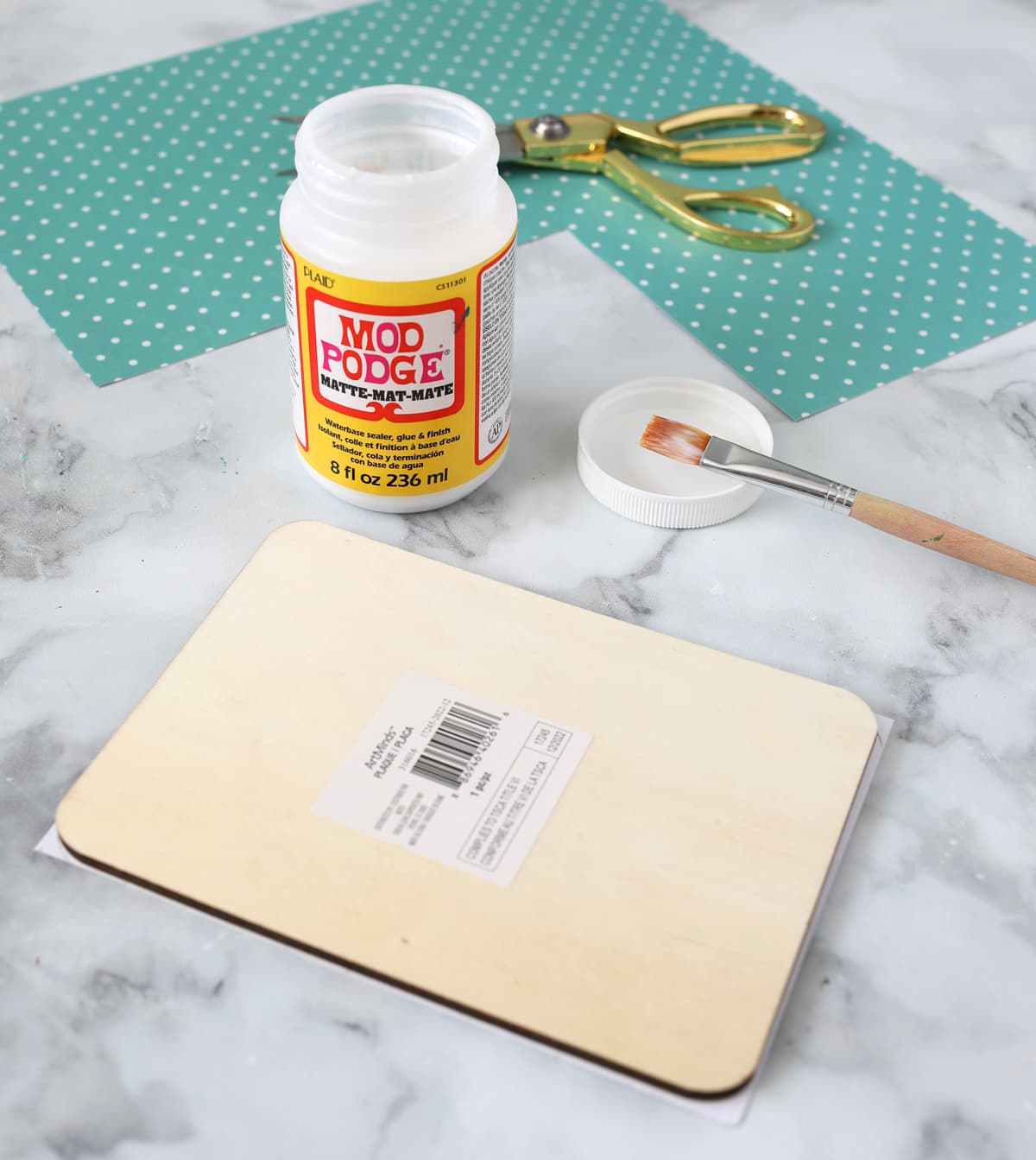 how to mod podge paper onto wood
