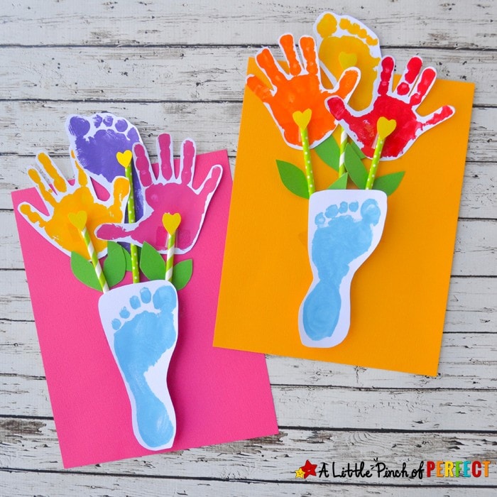 handprint and footprint mothers day card