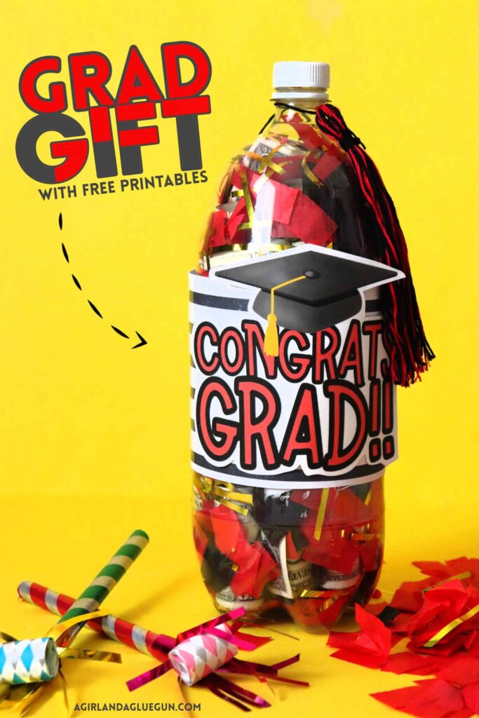graduation gift in a bottle with printable tags