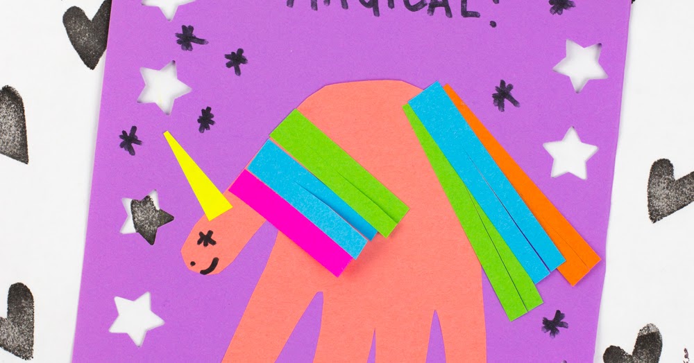 unicorn handprint mothers day card craft