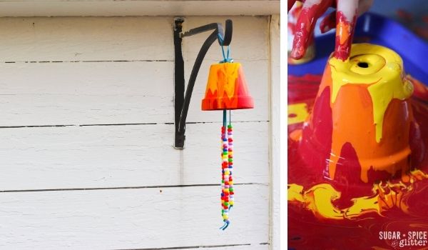paint pour wind chime craft for kids